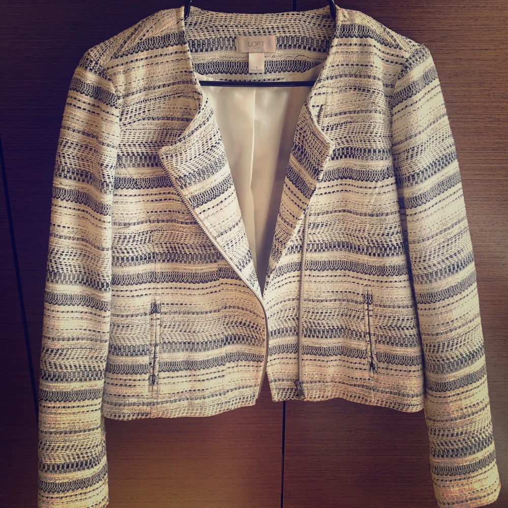 Loft Black/White Blazer Size Small